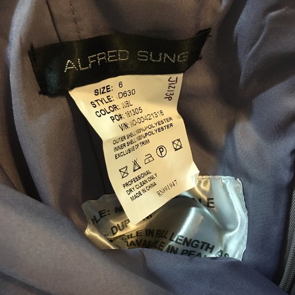 Lavender Dupioni Silk Strapless Cocktail Dress, Alfred Sung, Size 6 - Picture 6 of 6